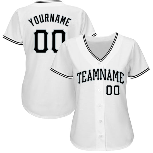 Custom White Black-Silver Authentic Baseball Jersey - Sky-Custom