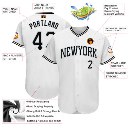 Custom White Black-Silver Authentic Baseball Jersey - Sky-Custom