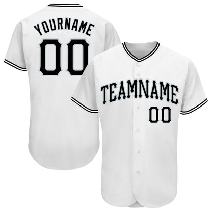 Custom White Black-Silver Authentic Baseball Jersey - Sky-Custom