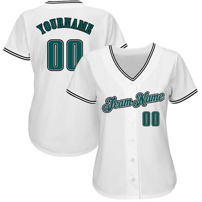 Custom White Midnight Green-Black Authentic Baseball Jersey - Sky-Custom