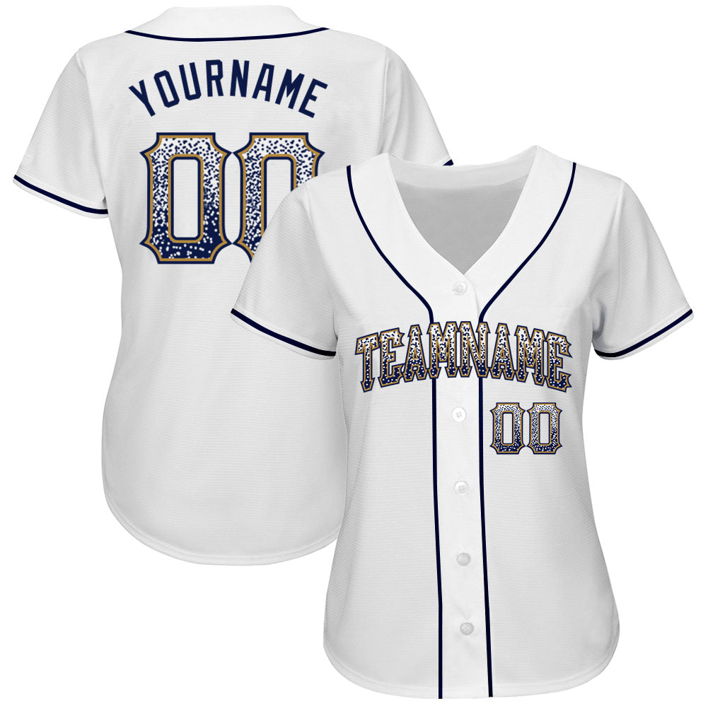 Custom White Navy-Old Gold Authentic Drift Fashion Baseball Jersey - Sky-Custom