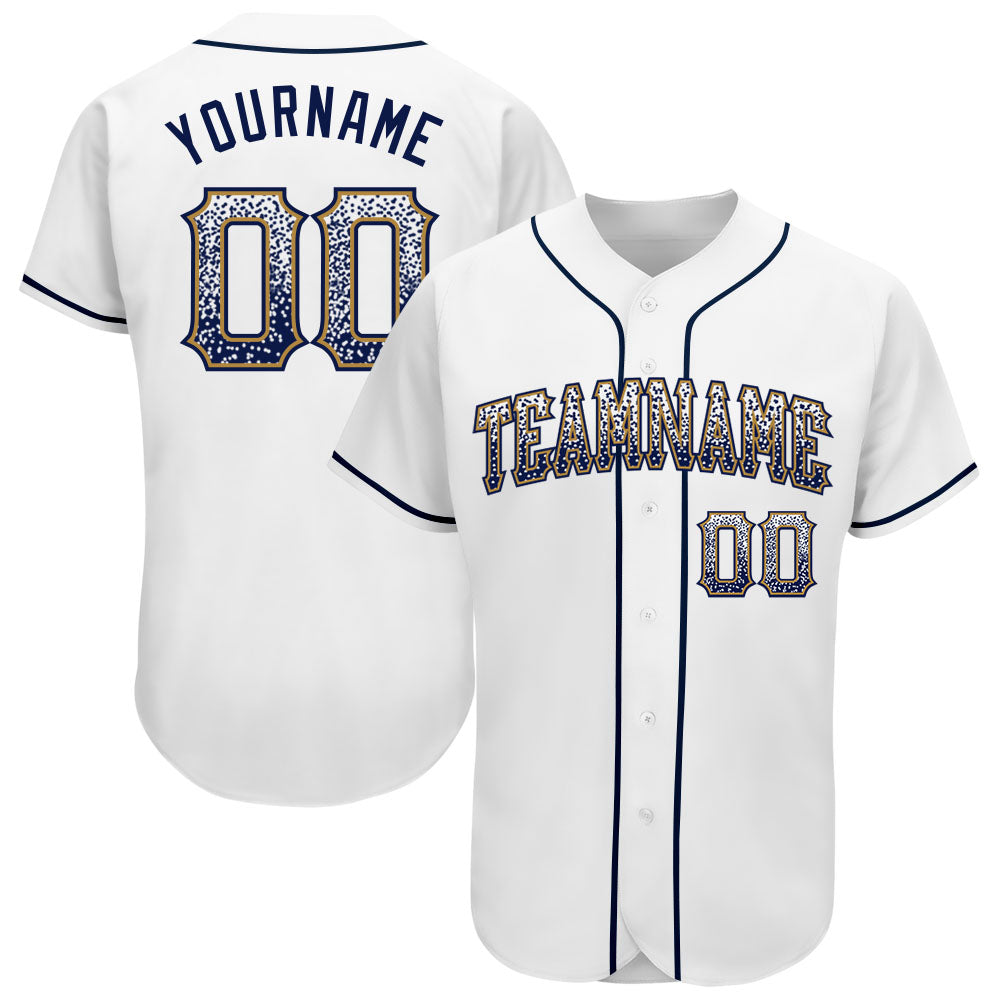 Custom White Navy-Old Gold Authentic Drift Fashion Baseball Jersey - Sky-Custom