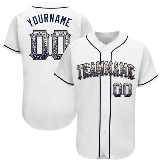 Custom White Navy-Old Gold Authentic Drift Fashion Baseball Jersey - Sky-Custom