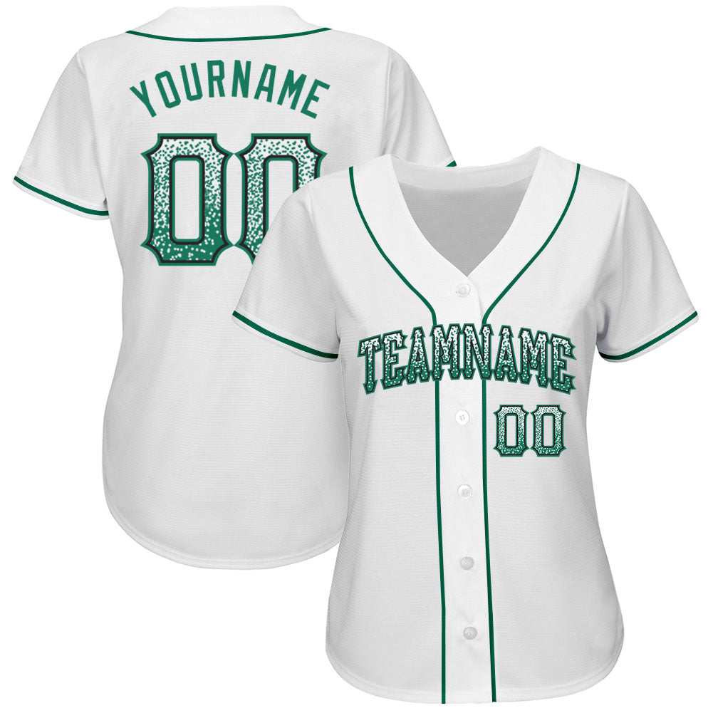Custom White Kelly Green-Black Authentic Drift Fashion Baseball Jersey - Sky-Custom