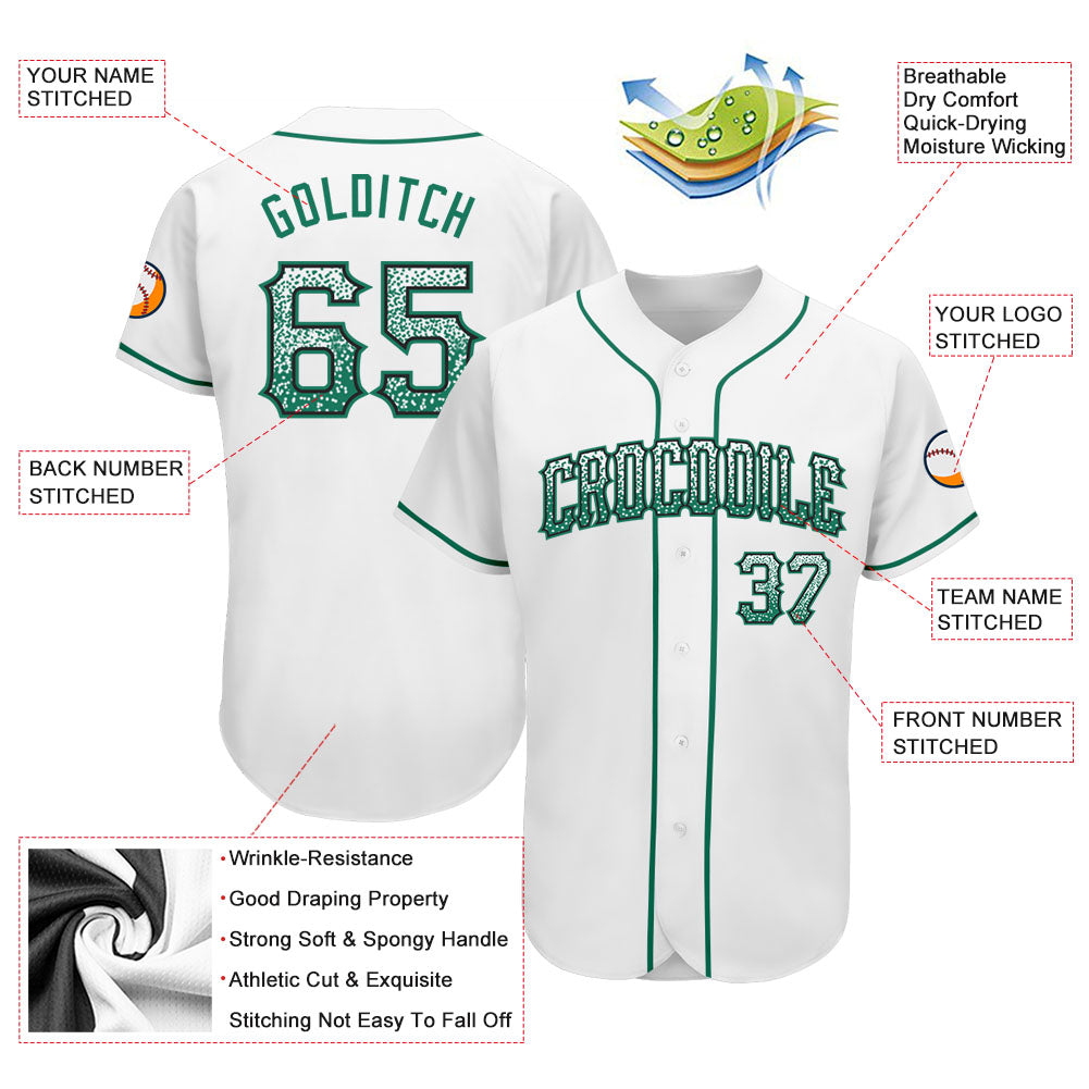 Custom White Kelly Green-Black Authentic Drift Fashion Baseball Jersey - Sky-Custom