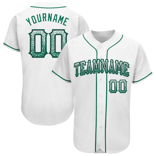 Custom White Kelly Green-Black Authentic Drift Fashion Baseball Jersey - Sky-Custom