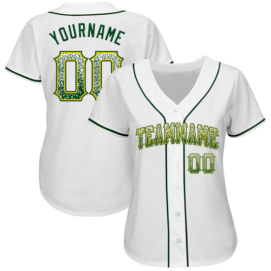 Custom White Green-Gold Authentic Drift Fashion Baseball Jersey - Sky-Custom