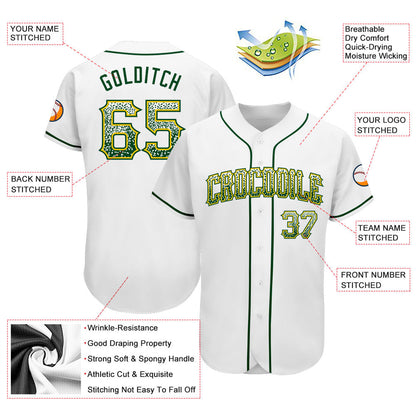 Custom White Green-Gold Authentic Drift Fashion Baseball Jersey - Sky-Custom