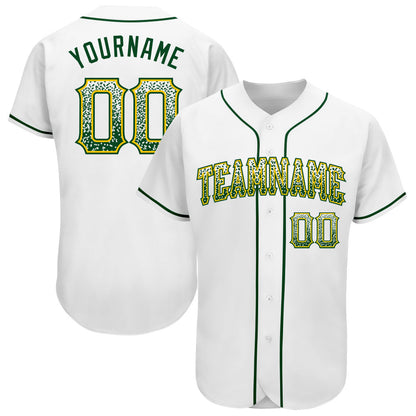 Custom White Green-Gold Authentic Drift Fashion Baseball Jersey - Sky-Custom
