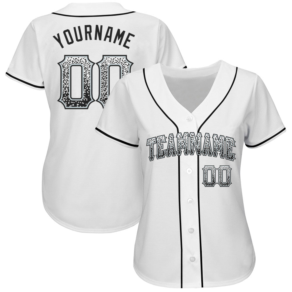 Custom White Black-Silver Authentic Drift Fashion Baseball Jersey - Sky-Custom