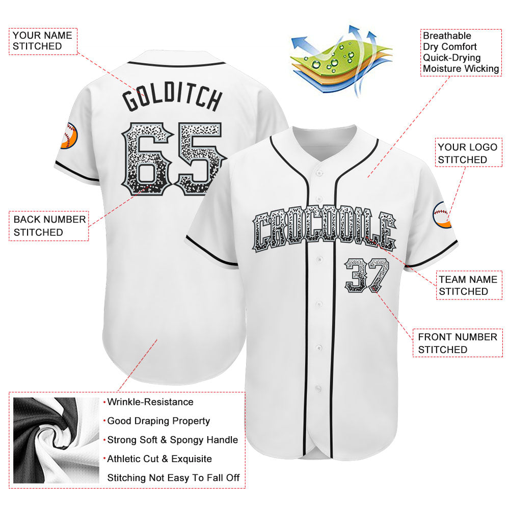 Custom White Black-Silver Authentic Drift Fashion Baseball Jersey - Sky-Custom