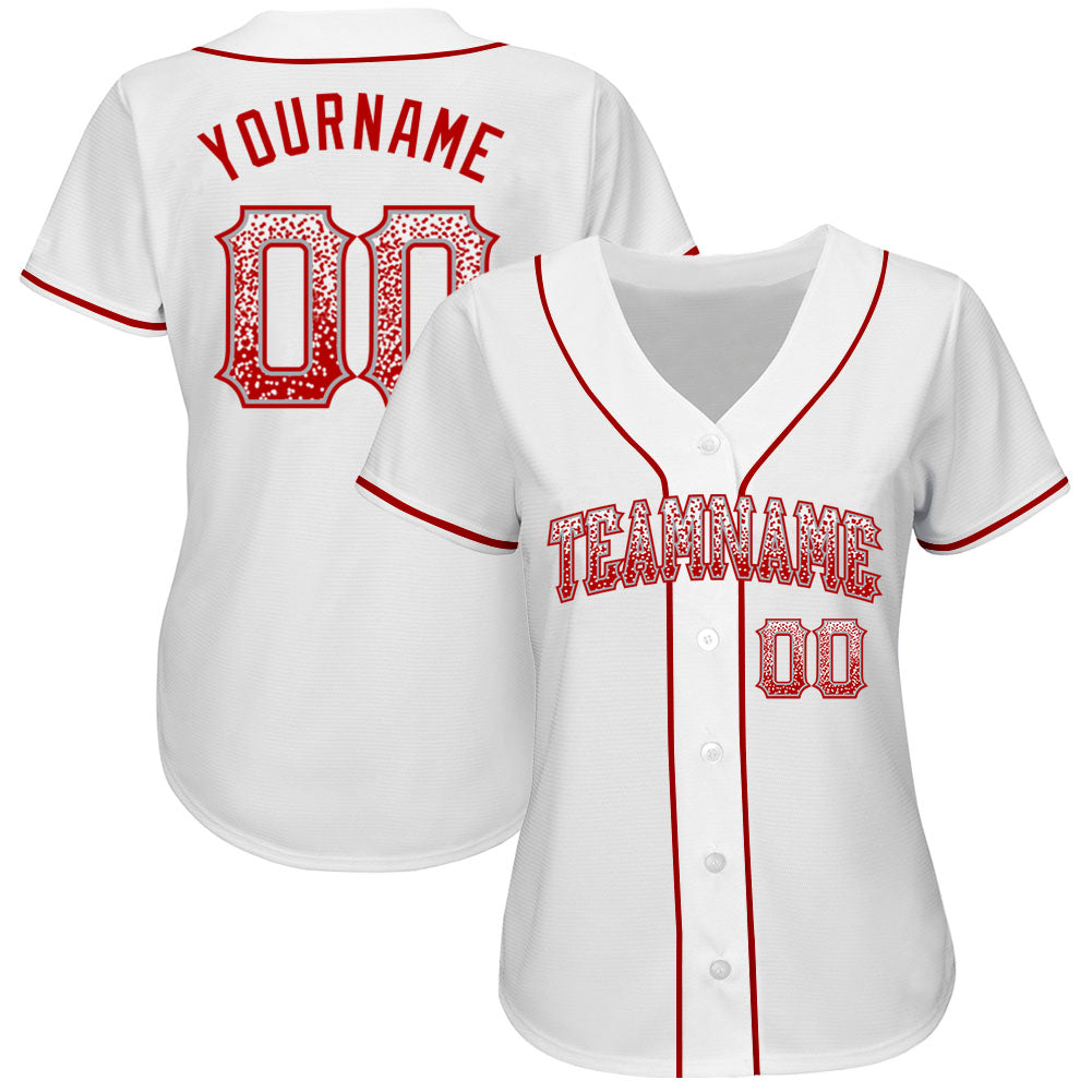 Custom White Red-Gray Authentic Drift Fashion Baseball Jersey - Sky-Custom