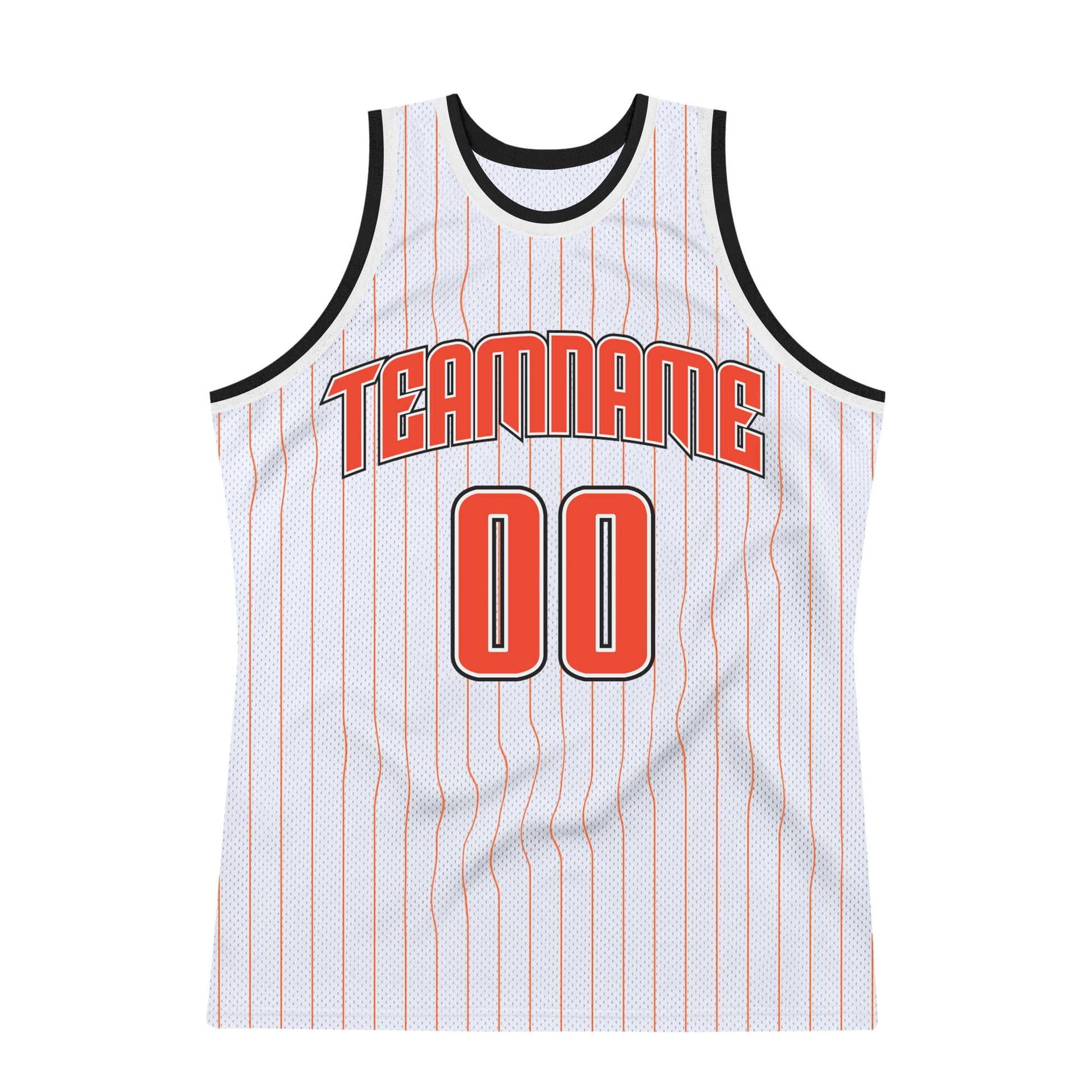 Custom White Orange Pinstripe Orange-Black Authentic Basketball Jersey - Sky-Custom