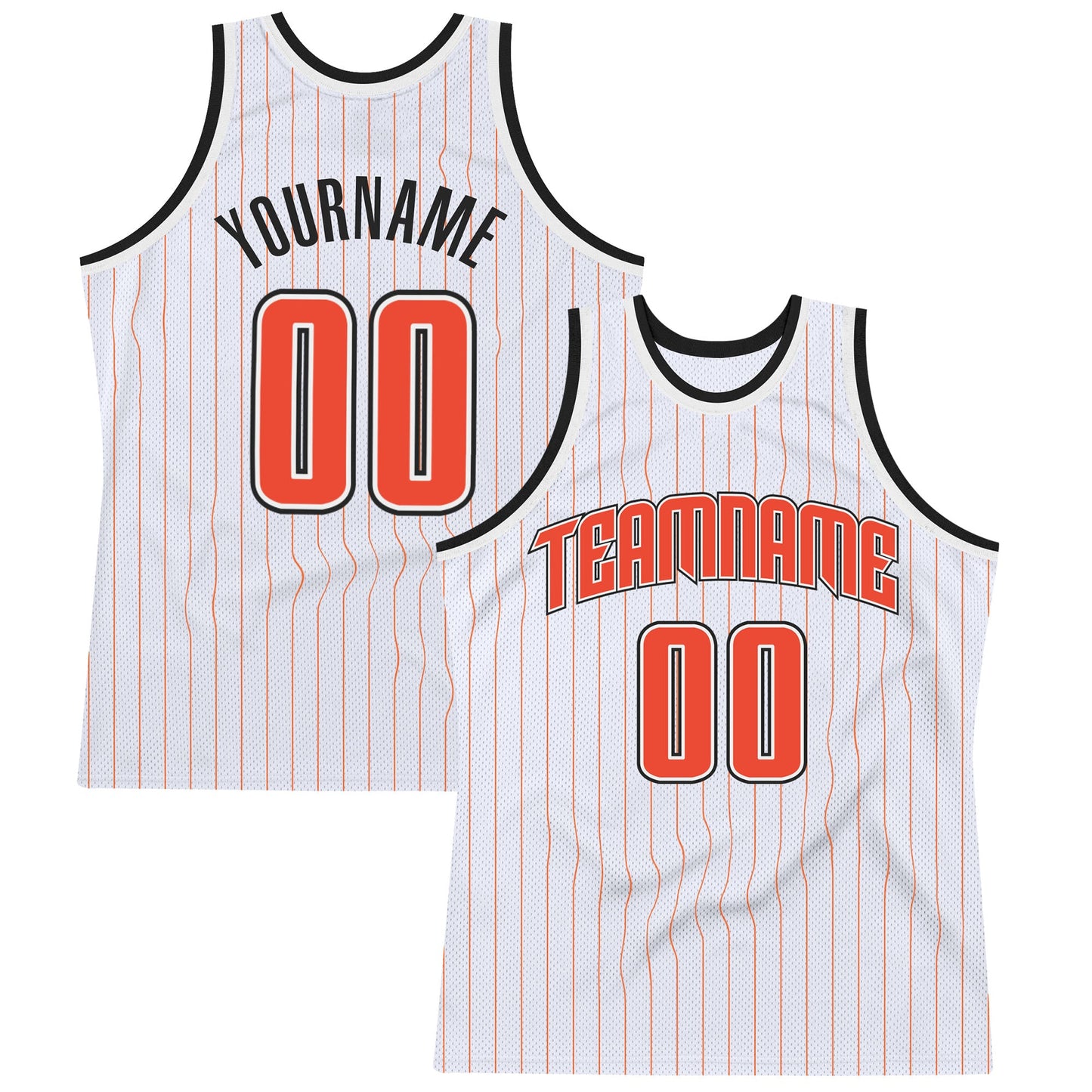 Custom White Orange Pinstripe Orange-Black Authentic Basketball Jersey - Sky-Custom