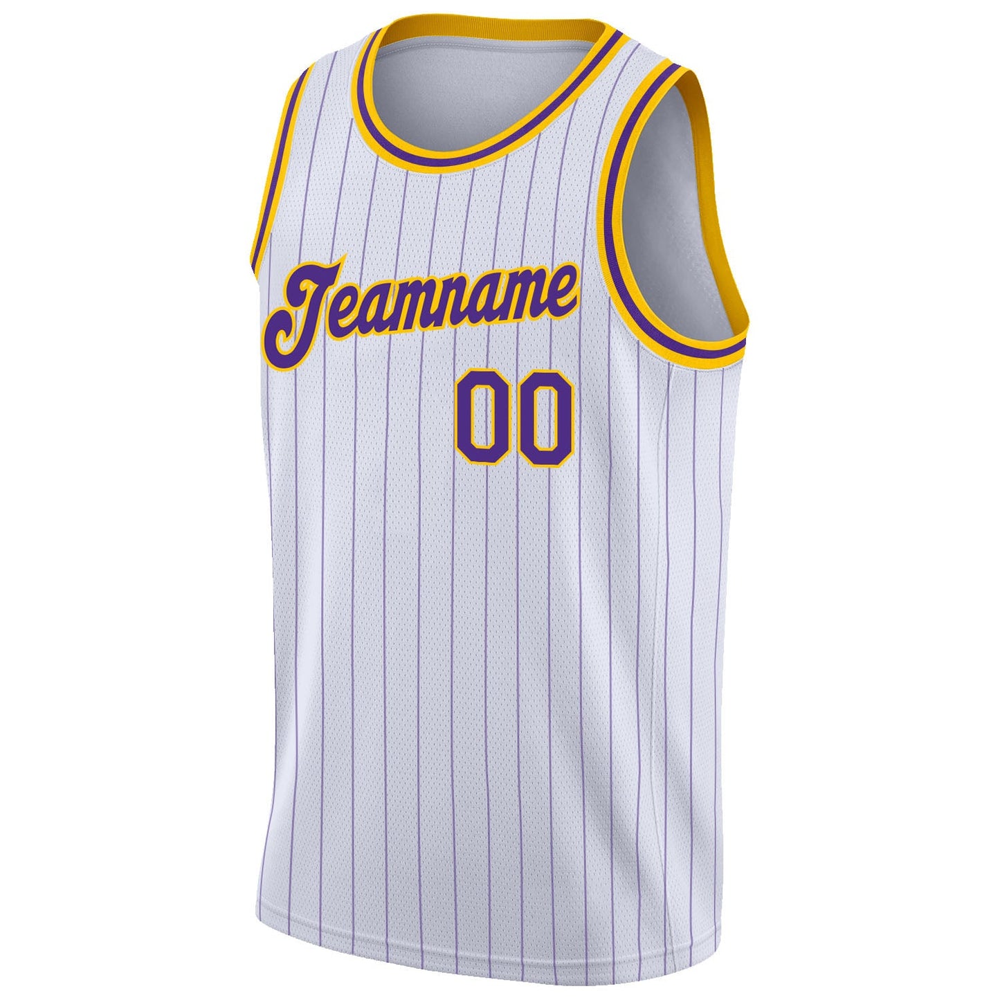 Custom White Purple Pinstripe Purple-Gold Authentic Basketball Jersey - Sky-Custom
