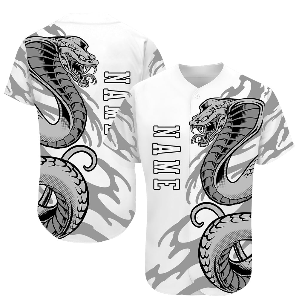 Custom White White-Black 3D Snake Authentic Baseball Jersey - Sky-Custom
