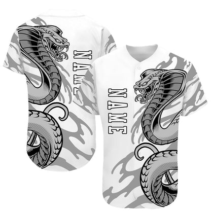 Custom White White-Black 3D Snake Authentic Baseball Jersey - Sky-Custom