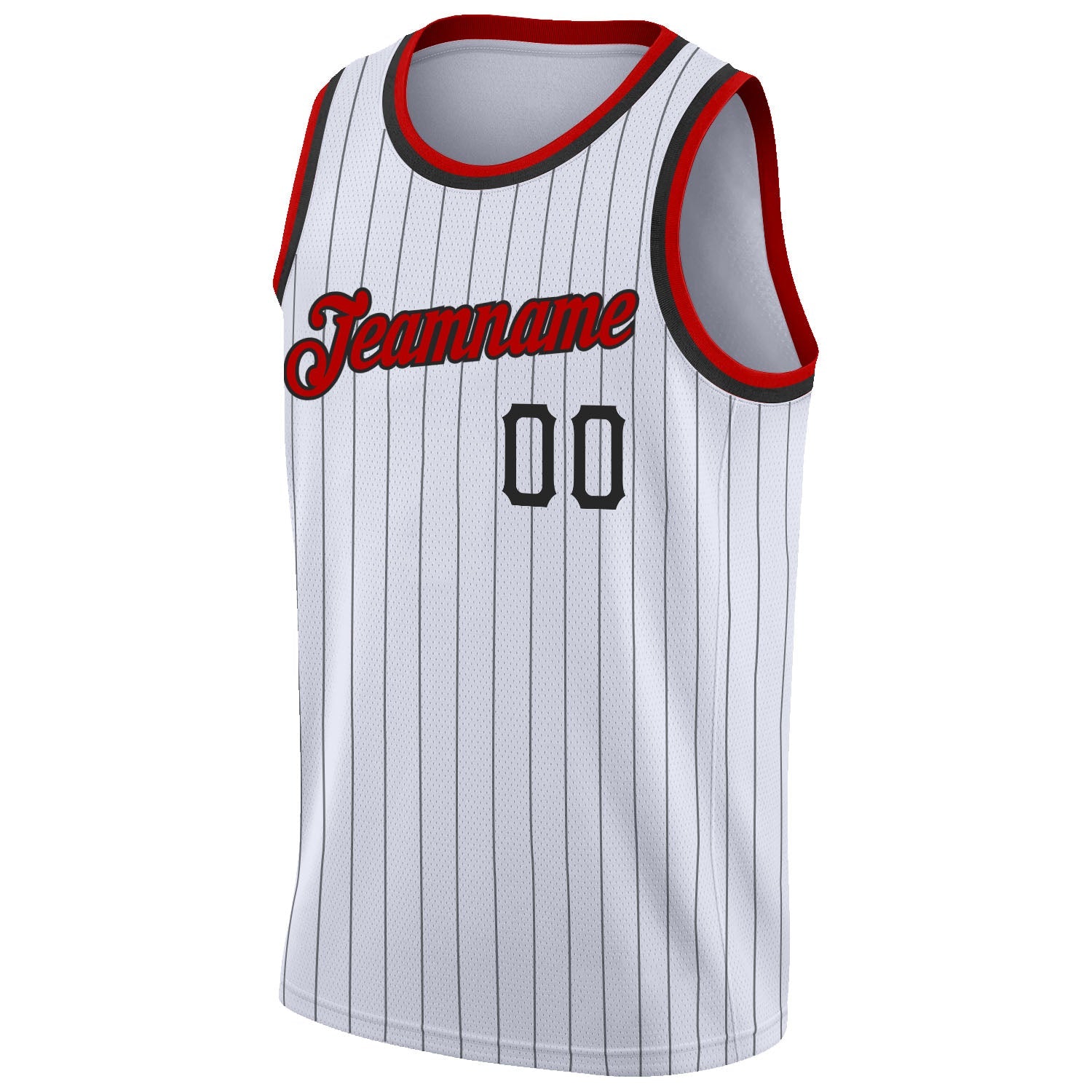 Custom White Black Pinstripe Red-Black Authentic Basketball Jersey - Sky-Custom