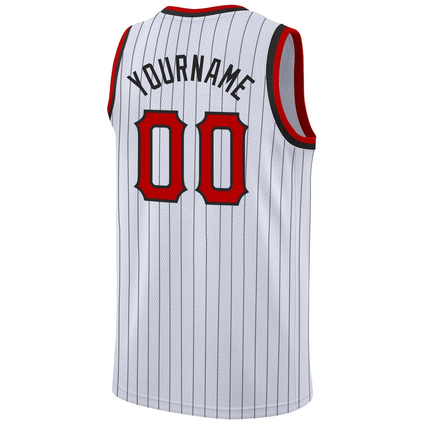Custom White Black Pinstripe Red-Black Authentic Basketball Jersey - Sky-Custom