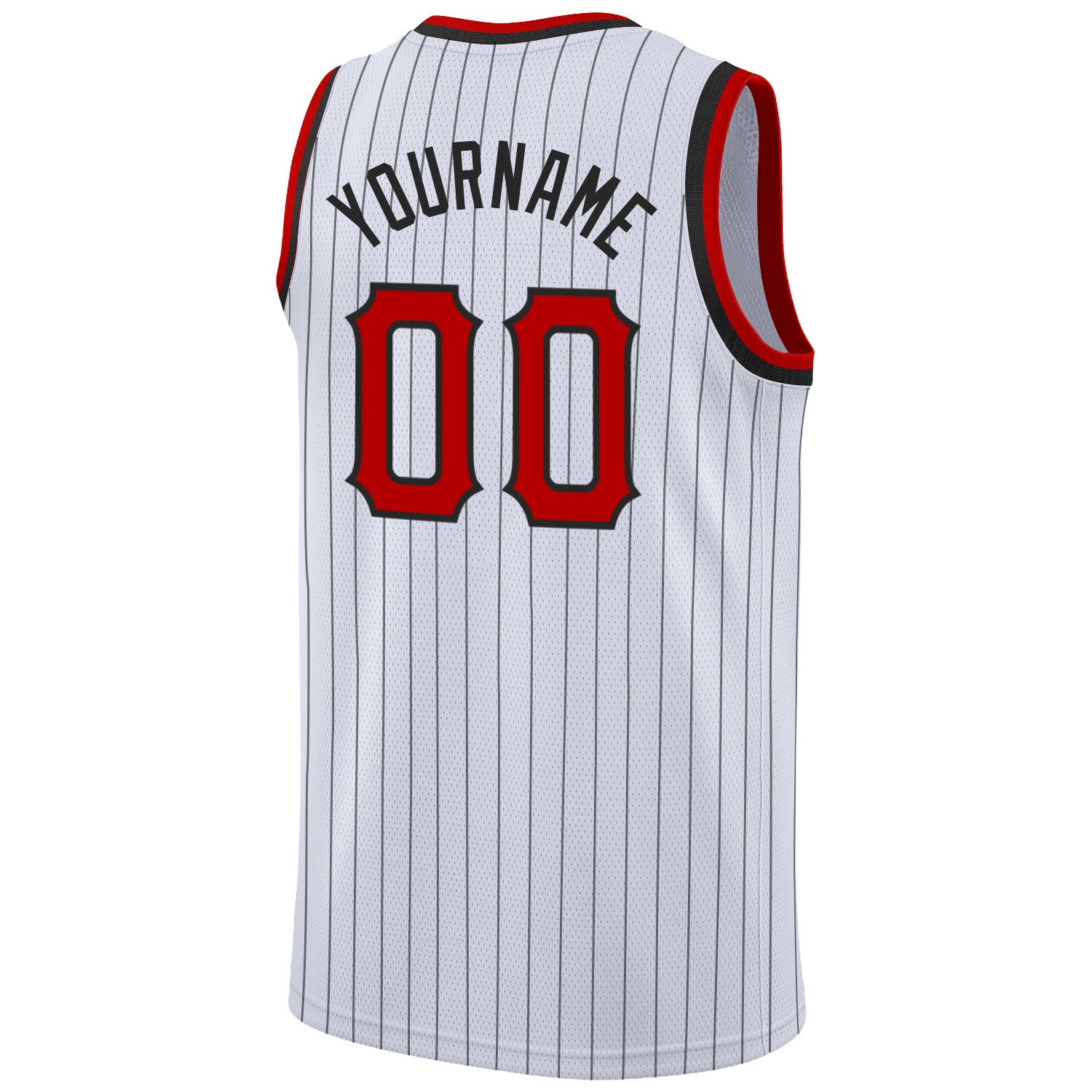 Custom White Black Pinstripe Red-Black Authentic Basketball Jersey - Sky-Custom