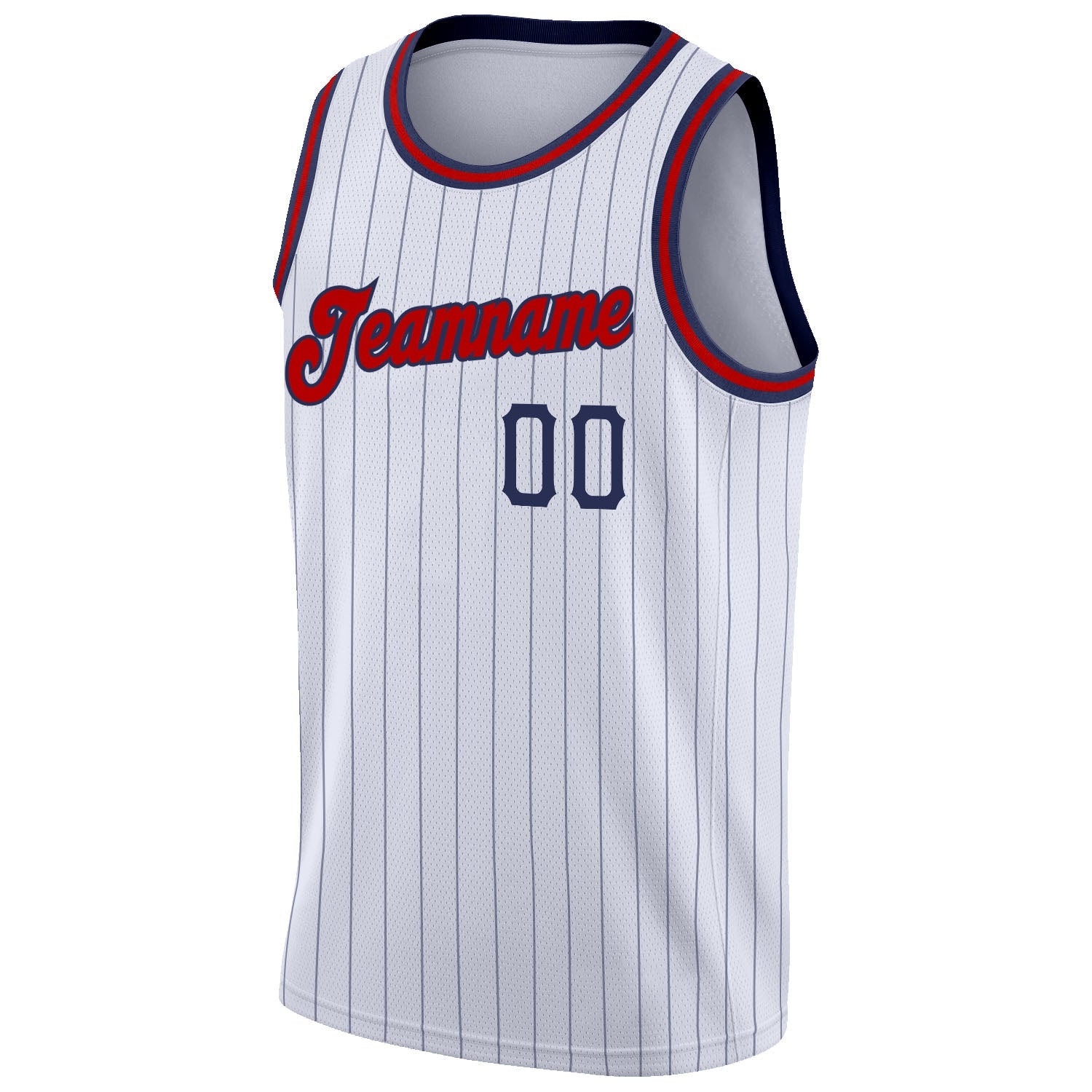 Custom White Navy Pinstripe Red-Navy Authentic Basketball Jersey - Sky-Custom