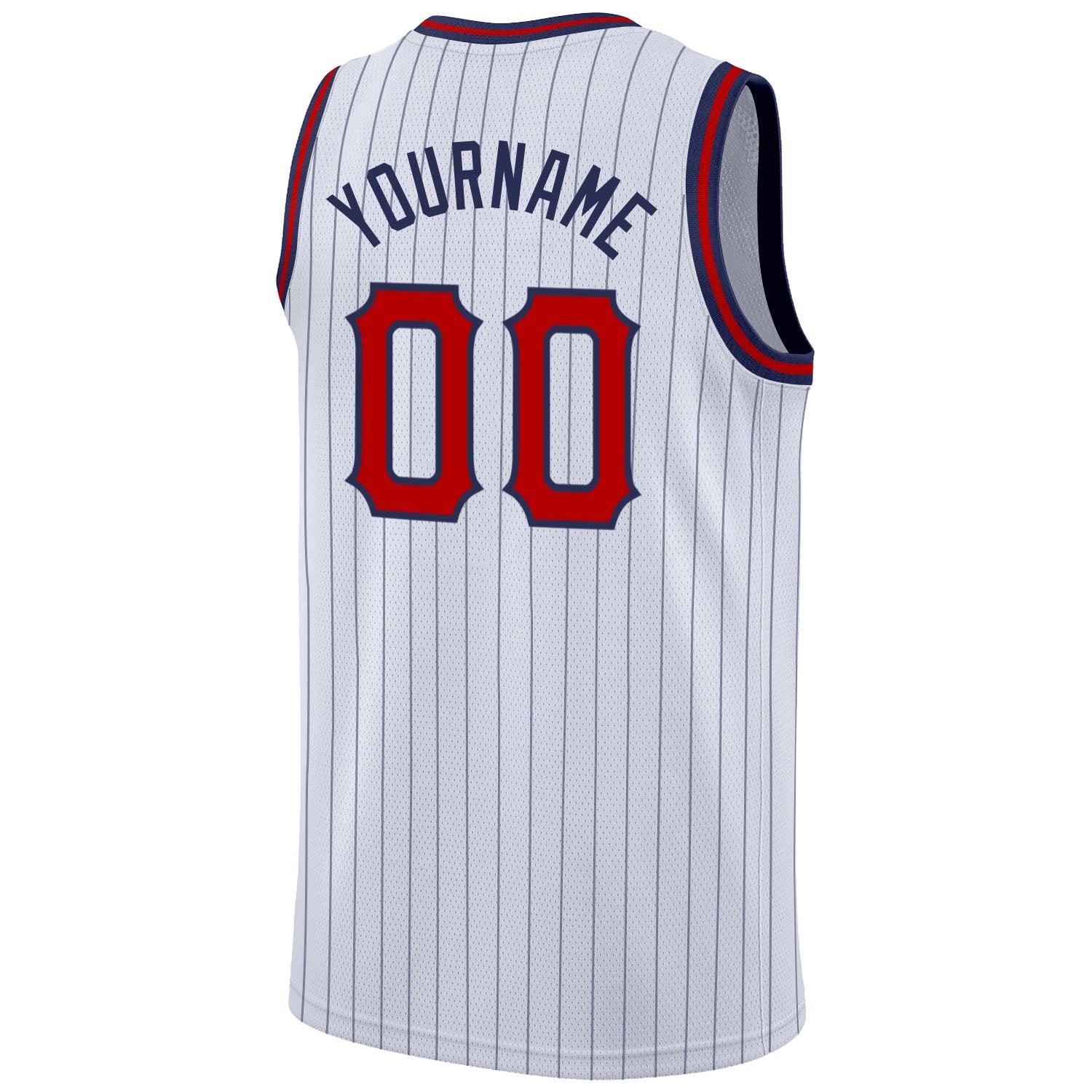 Custom White Navy Pinstripe Red-Navy Authentic Basketball Jersey - Sky-Custom