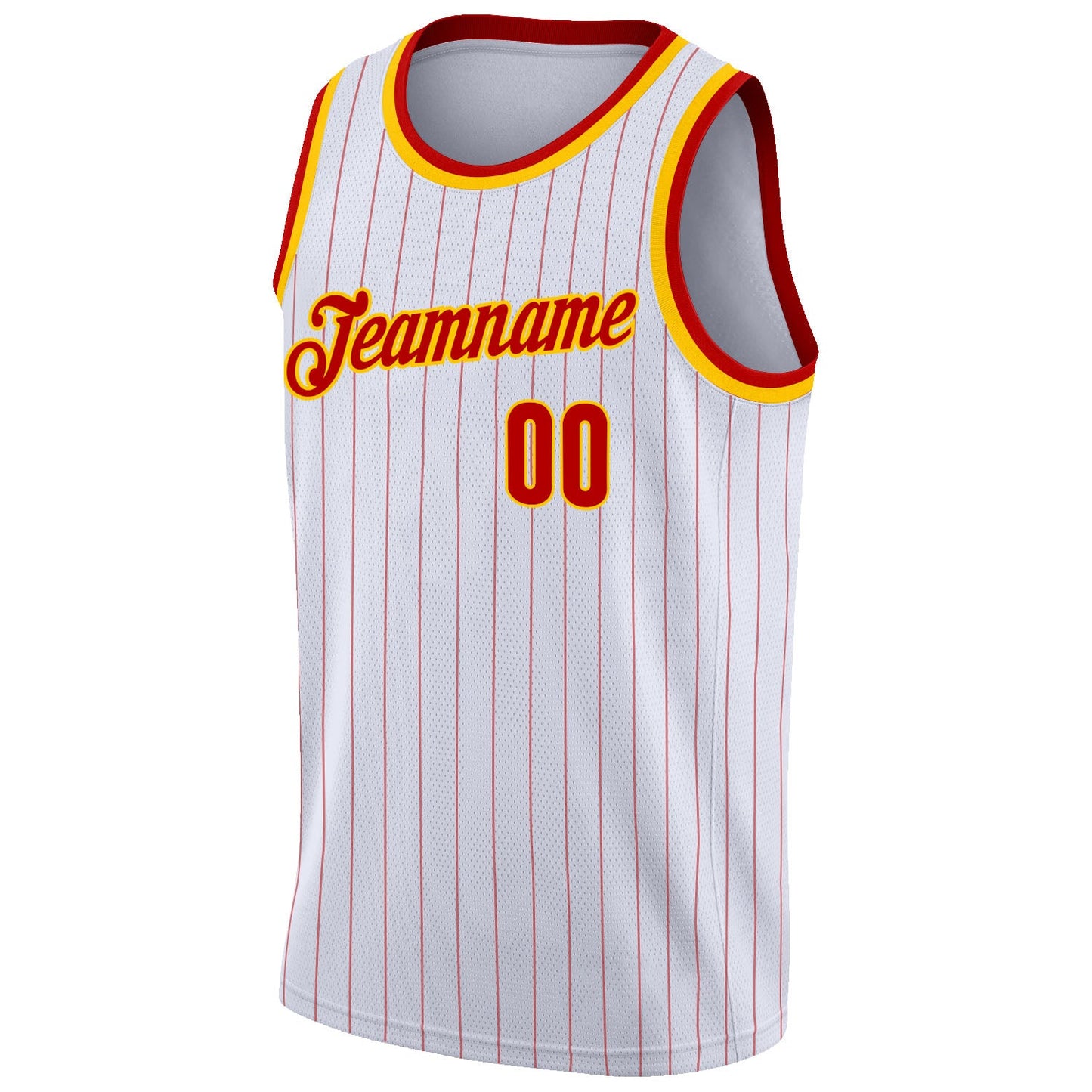 Custom White Red Pinstripe Red-Gold Authentic Basketball Jersey - Sky-Custom