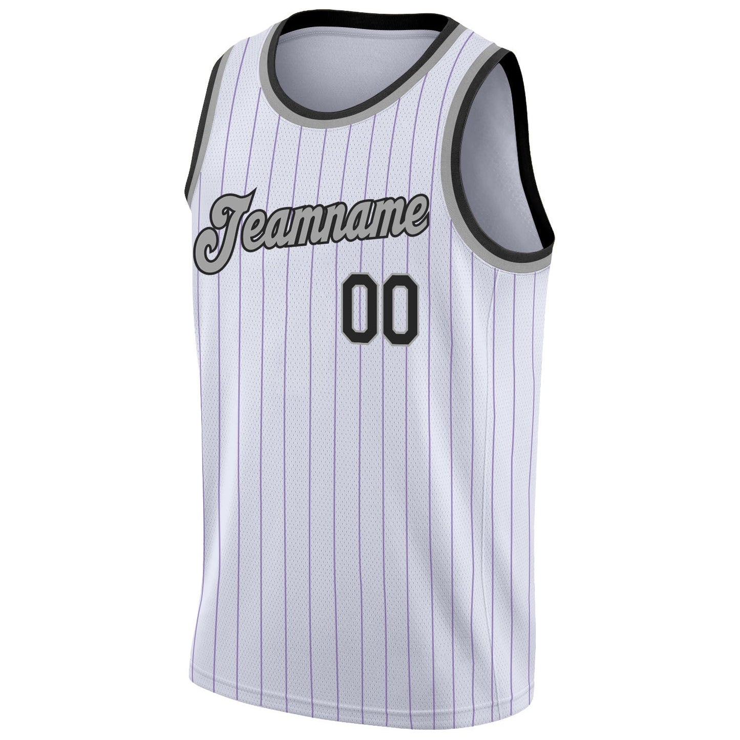 Custom White Purple Pinstripe Black-Gray Authentic Basketball Jersey - Sky-Custom