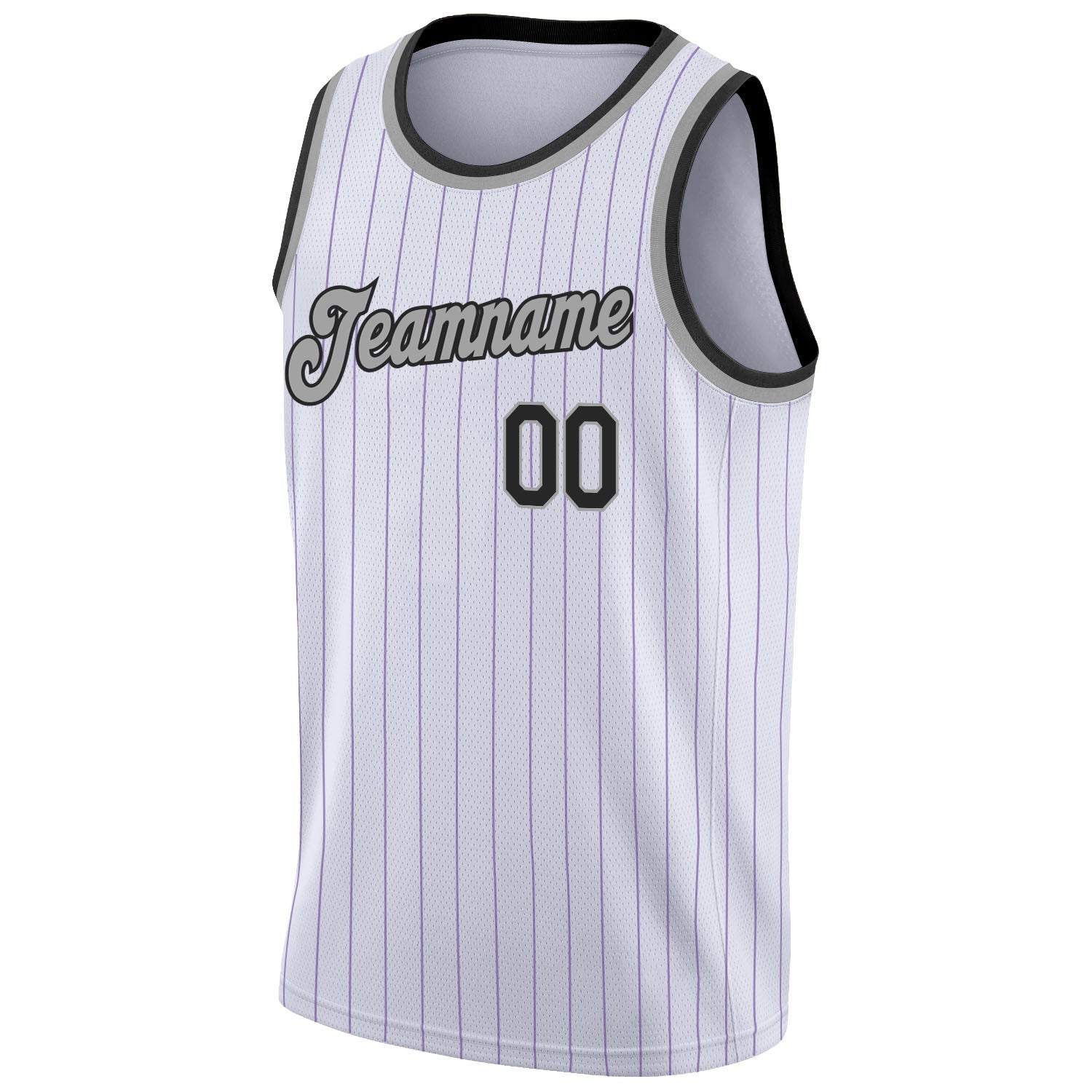Custom White Purple Pinstripe Black-Gray Authentic Basketball Jersey - Sky-Custom