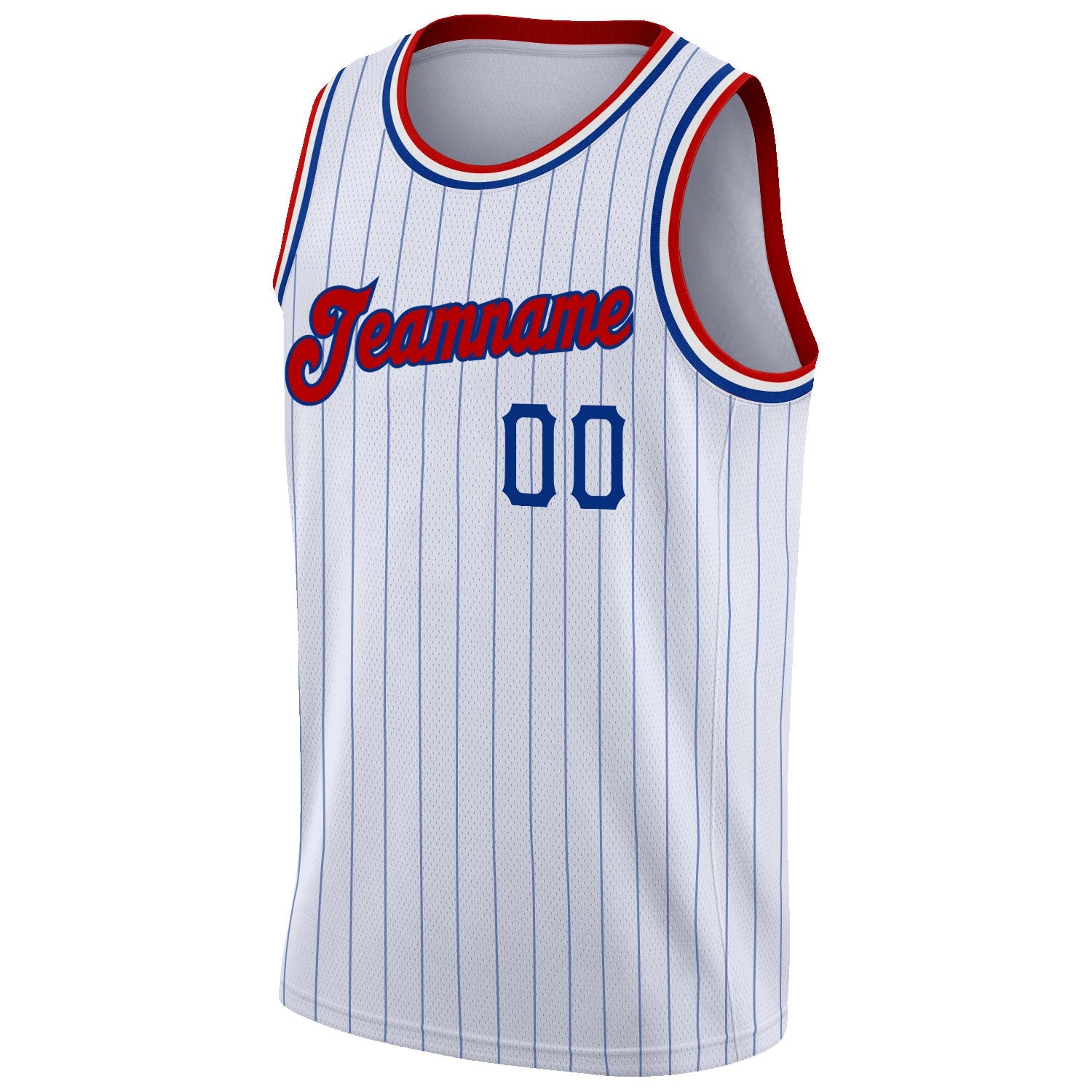Custom White Royal Pinstripe Red-Royal Authentic Basketball Jersey - Sky-Custom