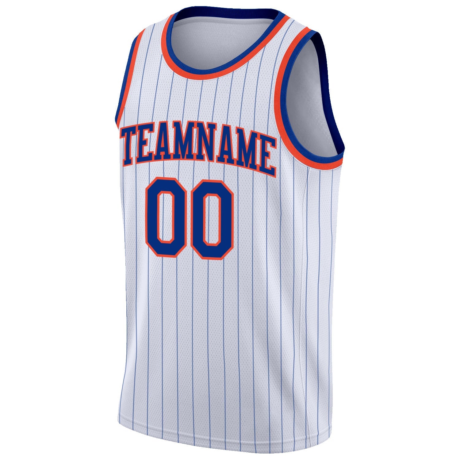 Custom White Royal Pinstripe Royal-Orange Authentic Basketball Jersey - Sky-Custom