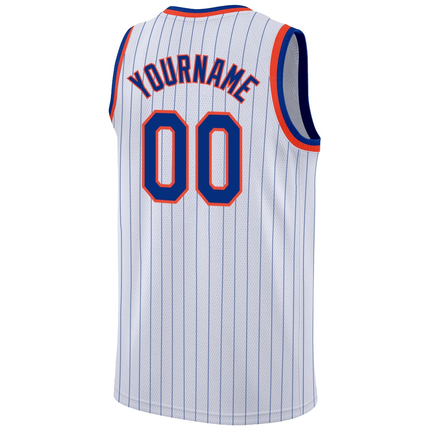 Custom White Royal Pinstripe Royal-Orange Authentic Basketball Jersey - Sky-Custom