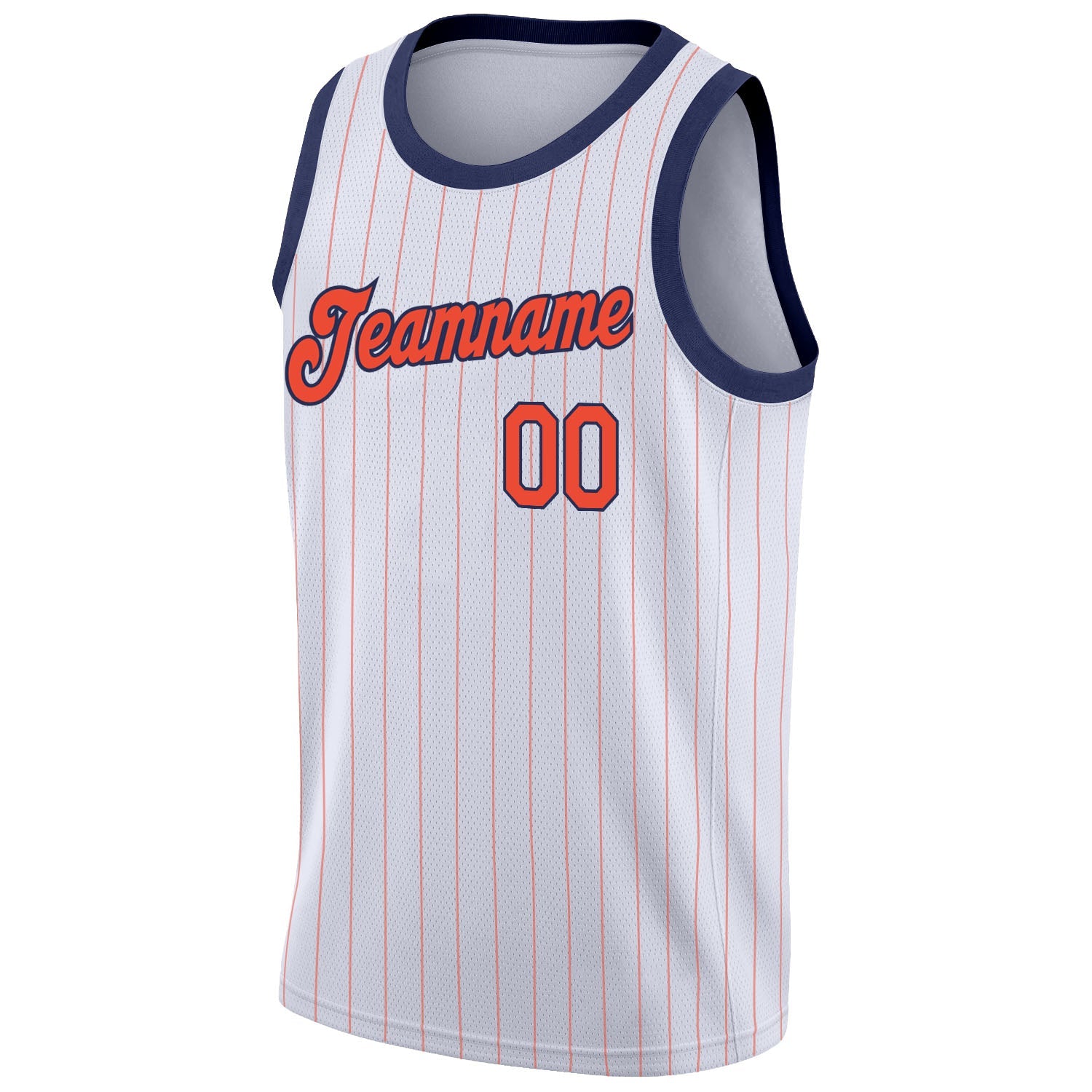 Custom White Orange Pinstripe Orange-Navy Authentic Basketball Jersey - Sky-Custom