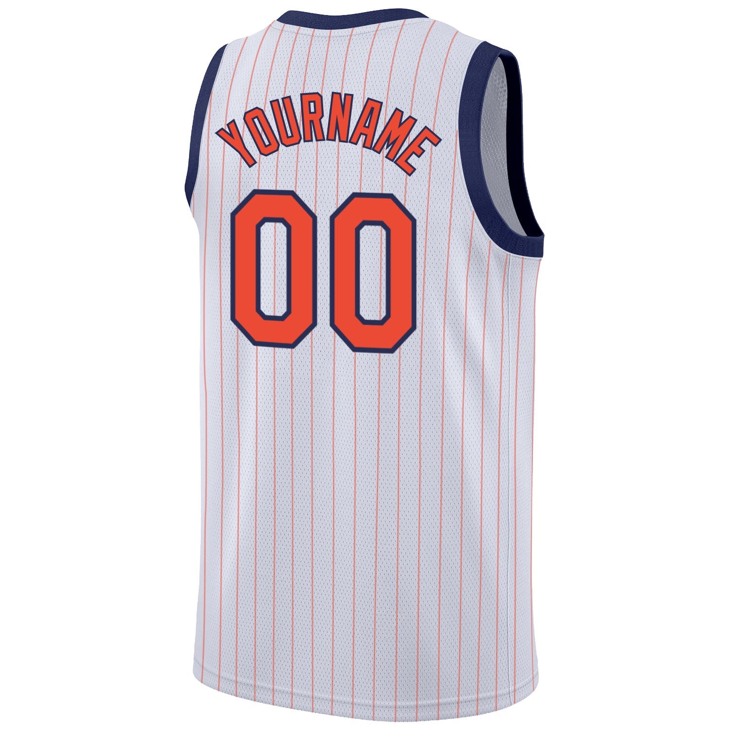 Custom White Orange Pinstripe Orange-Navy Authentic Basketball Jersey - Sky-Custom