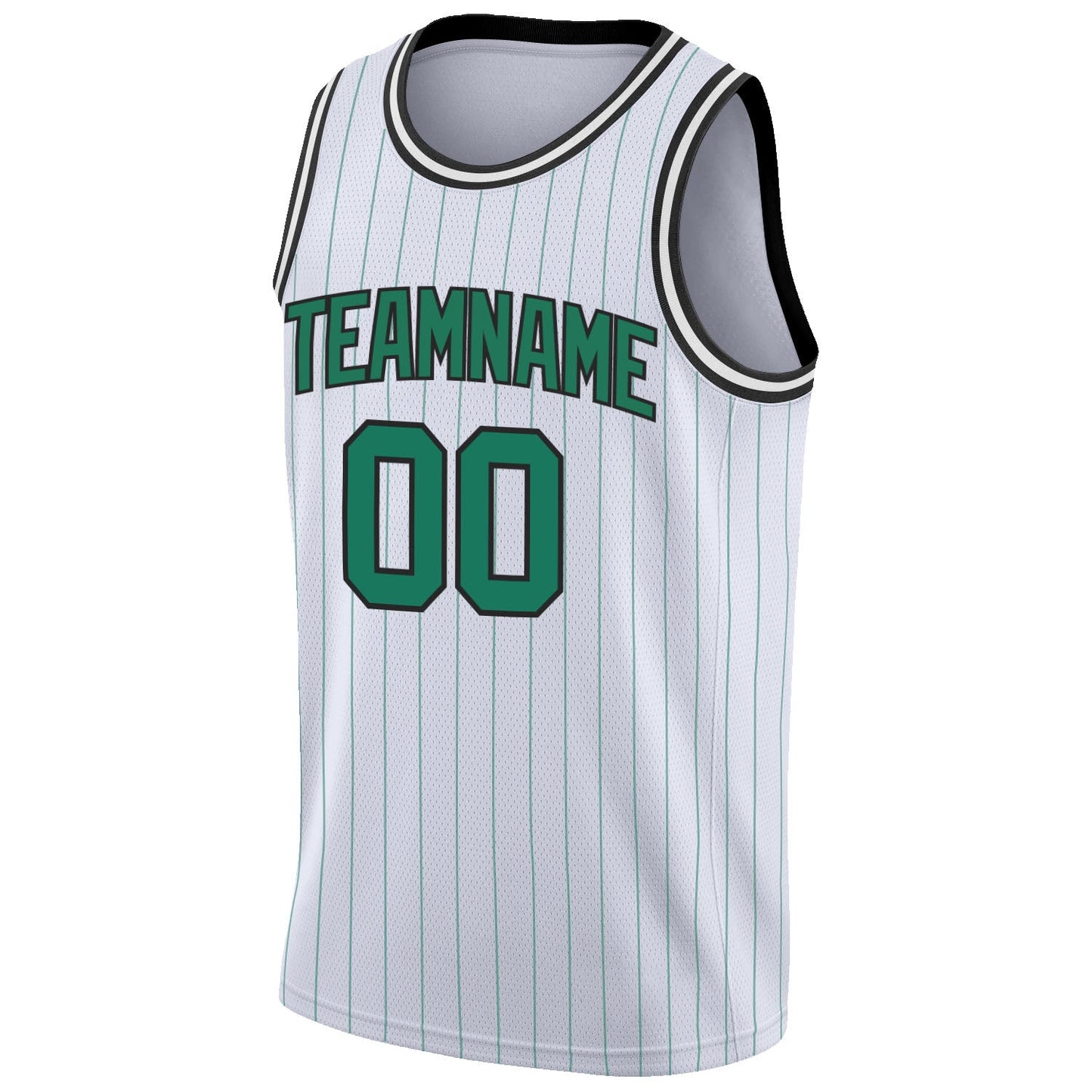Custom White Kelly Green Pinstripe Kelly Green-Black Authentic Basketball Jersey - Sky-Custom