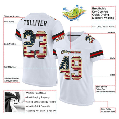 Custom White Vintage USA Flag-Black Mesh Authentic Football Jersey - Sky-Custom