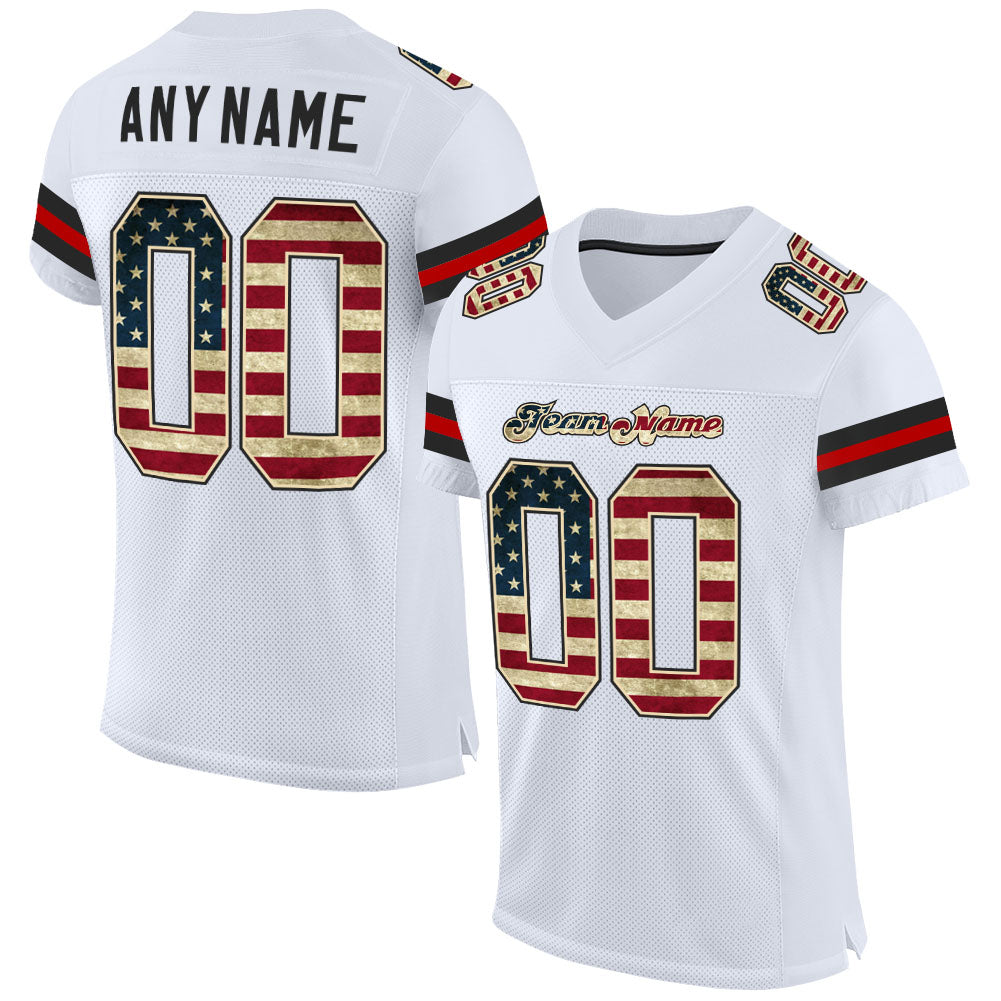 Custom White Vintage USA Flag-Black Mesh Authentic Football Jersey - Sky-Custom