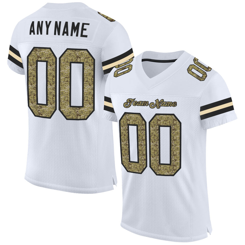 Custom White Camo-Black Mesh Authentic Football Jersey - Sky-Custom