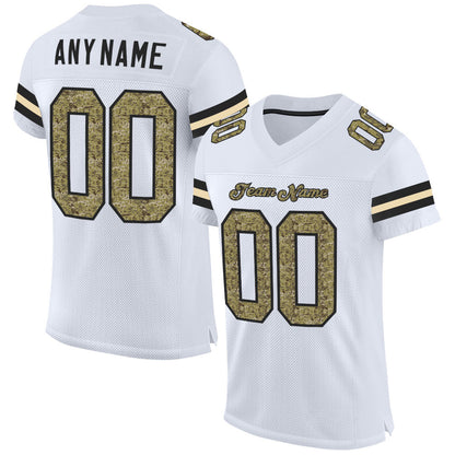 Custom White Camo-Black Mesh Authentic Football Jersey - Sky-Custom