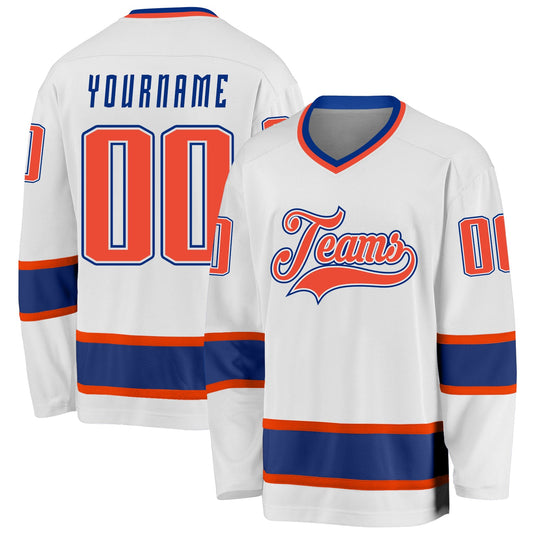 Custom White Orange-Royal Hockey Jersey - Sky-Custom