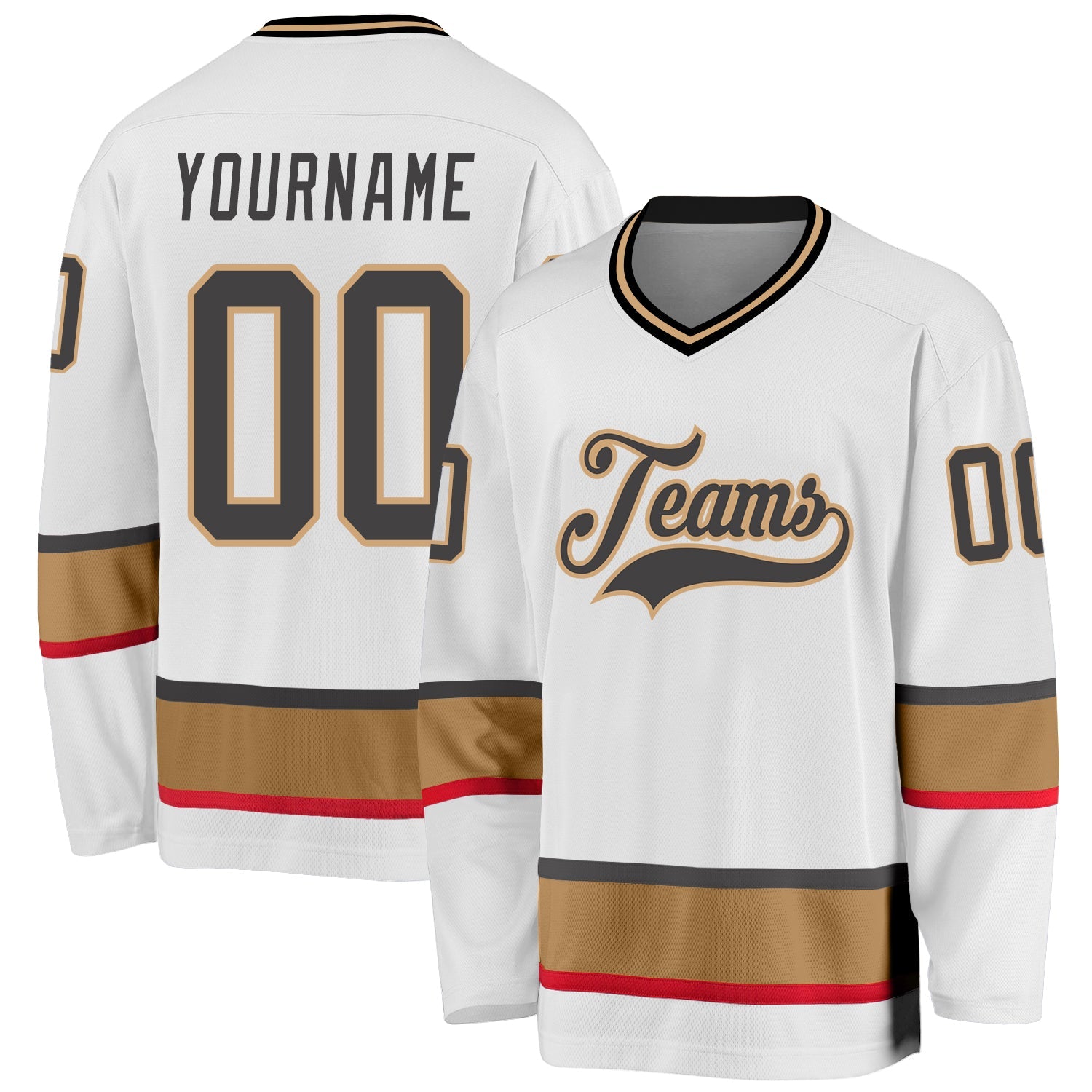 Custom White Steel Gray-Old Gold Hockey Jersey - Sky-Custom