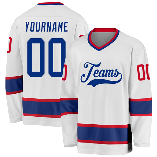 Custom White Royal-Gold Hockey Jersey - Sky-Custom