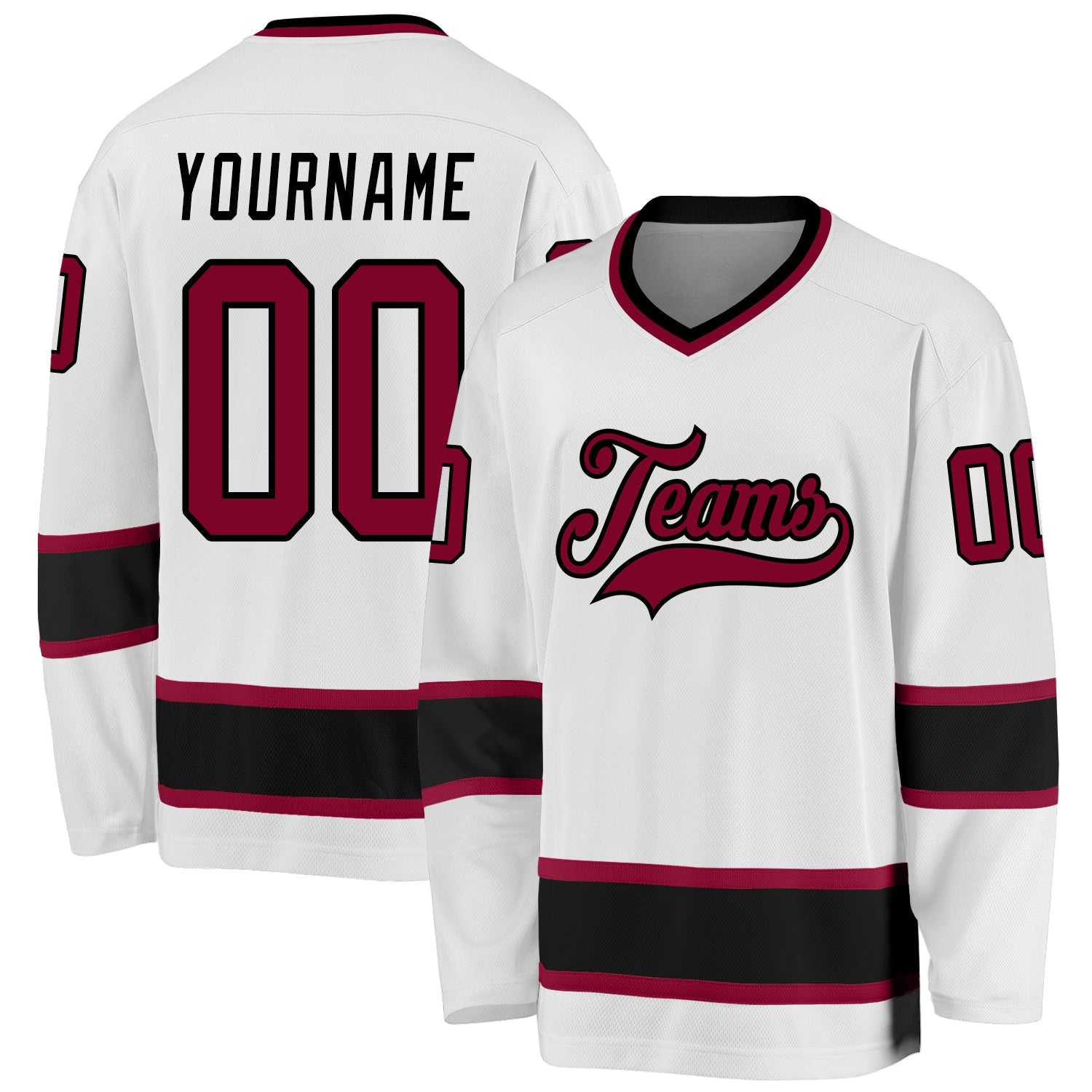 Custom White Maroon-Black Hockey Jersey - Sky-Custom
