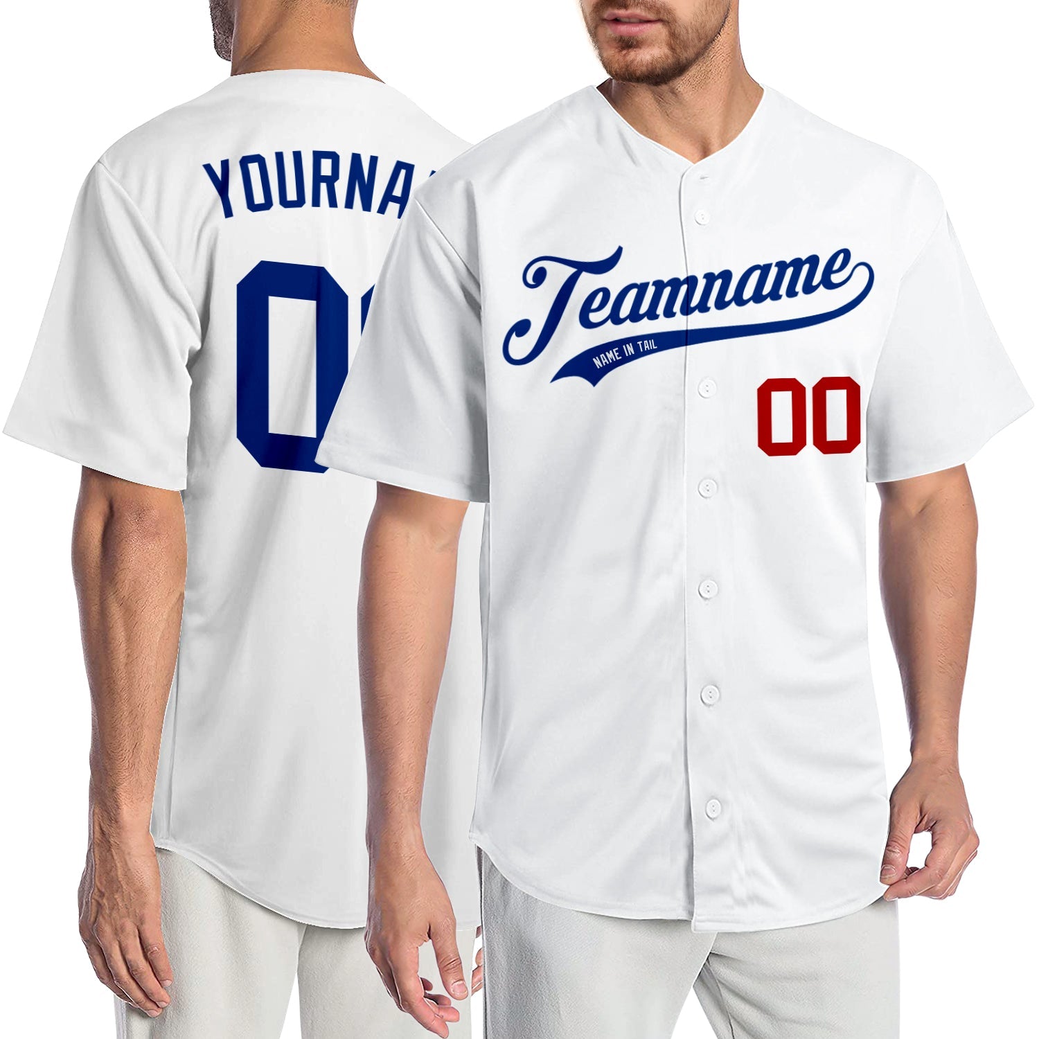 Custom White Royal-Red Authentic Baseball Jersey - Sky-Custom