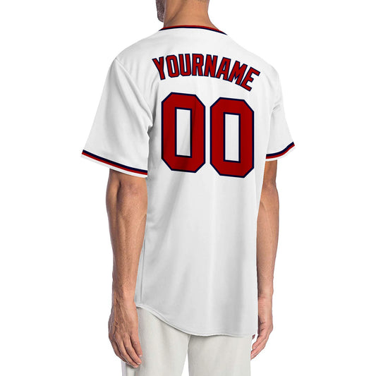 Custom White Red-Navy Authentic Baseball Jersey - Sky-Custom