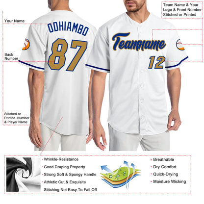 Custom White Old Gold-Royal Authentic Baseball Jersey - Sky-Custom