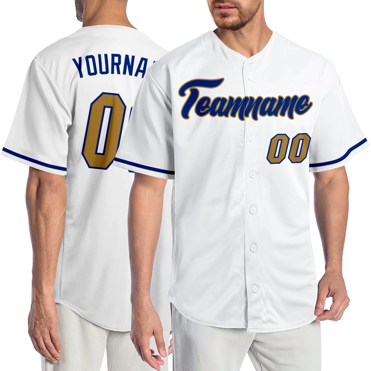 Custom White Old Gold-Royal Authentic Baseball Jersey - Sky-Custom