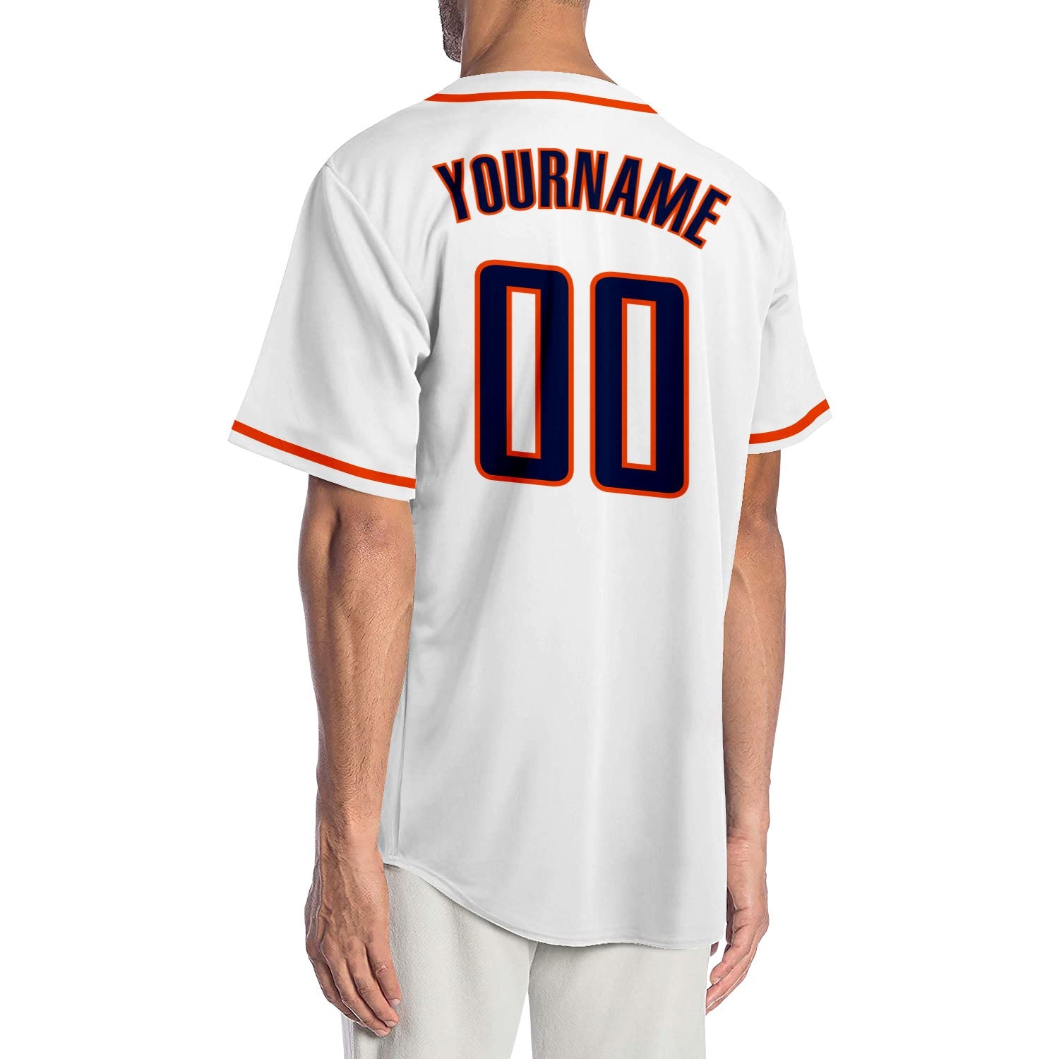 Custom White Navy-Orange Authentic Baseball Jersey - Sky-Custom