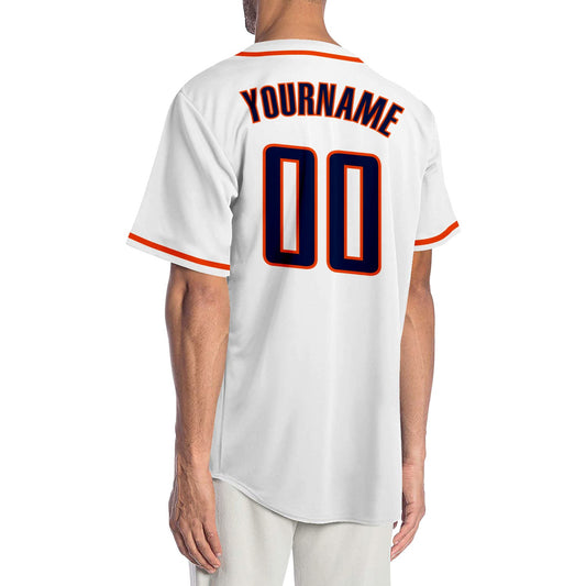 Custom White Navy-Orange Authentic Baseball Jersey - Sky-Custom