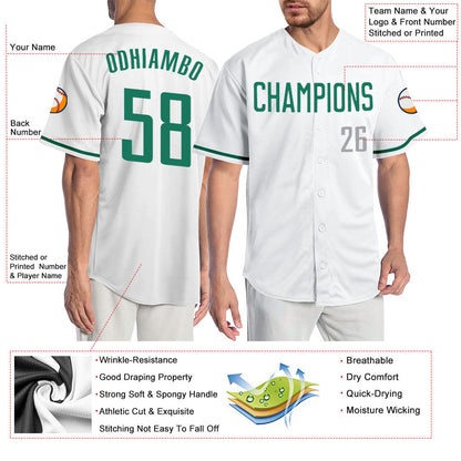 Custom White Kelly Green-Gray Authentic Baseball Jersey - Sky-Custom
